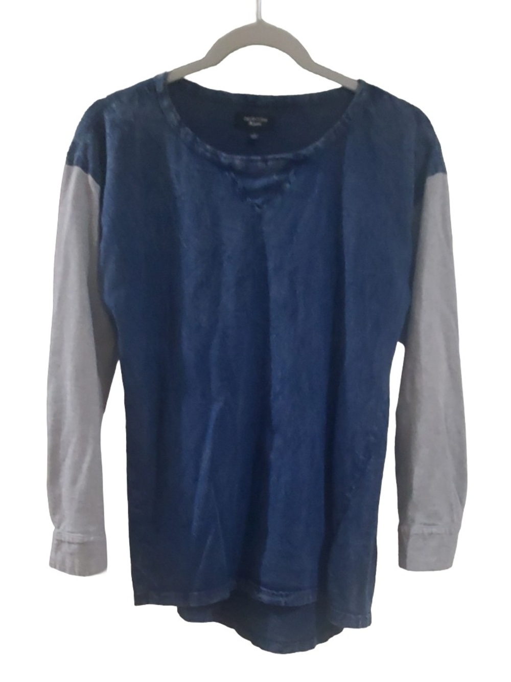 Spense Two-Tone Long Sleeve Tee - Blue & Gray